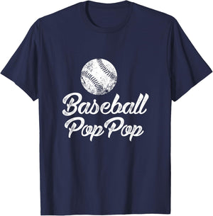 Baseball PopPop Shirt, Cute Funny Player Fan Gift T-Shirt - T-Shirt | Navy