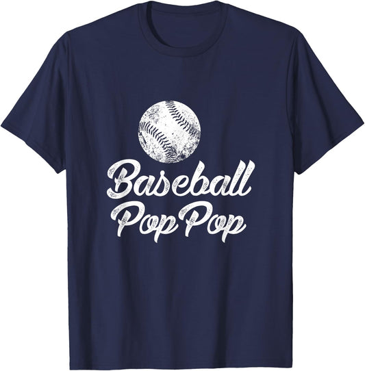 Baseball PopPop Shirt, Cute Funny Player Fan Gift T-Shirt - T-Shirt | Navy