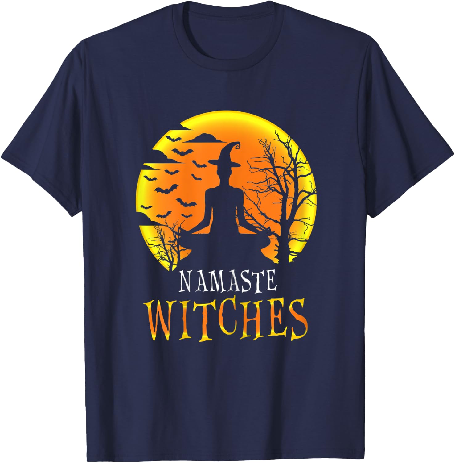 Yoga Funny Namaste Witches Halloween Girls Women Gift T-Shirt - T-Shirt | Navy