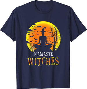 Yoga Funny Namaste Witches Halloween Girls Women Gift T-Shirt - T-Shirt | Navy