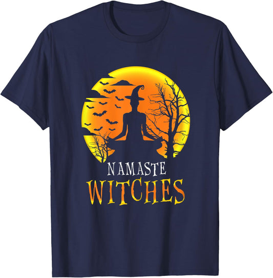 Yoga Funny Namaste Witches Halloween Girls Women Gift T-Shirt - T-Shirt | Navy