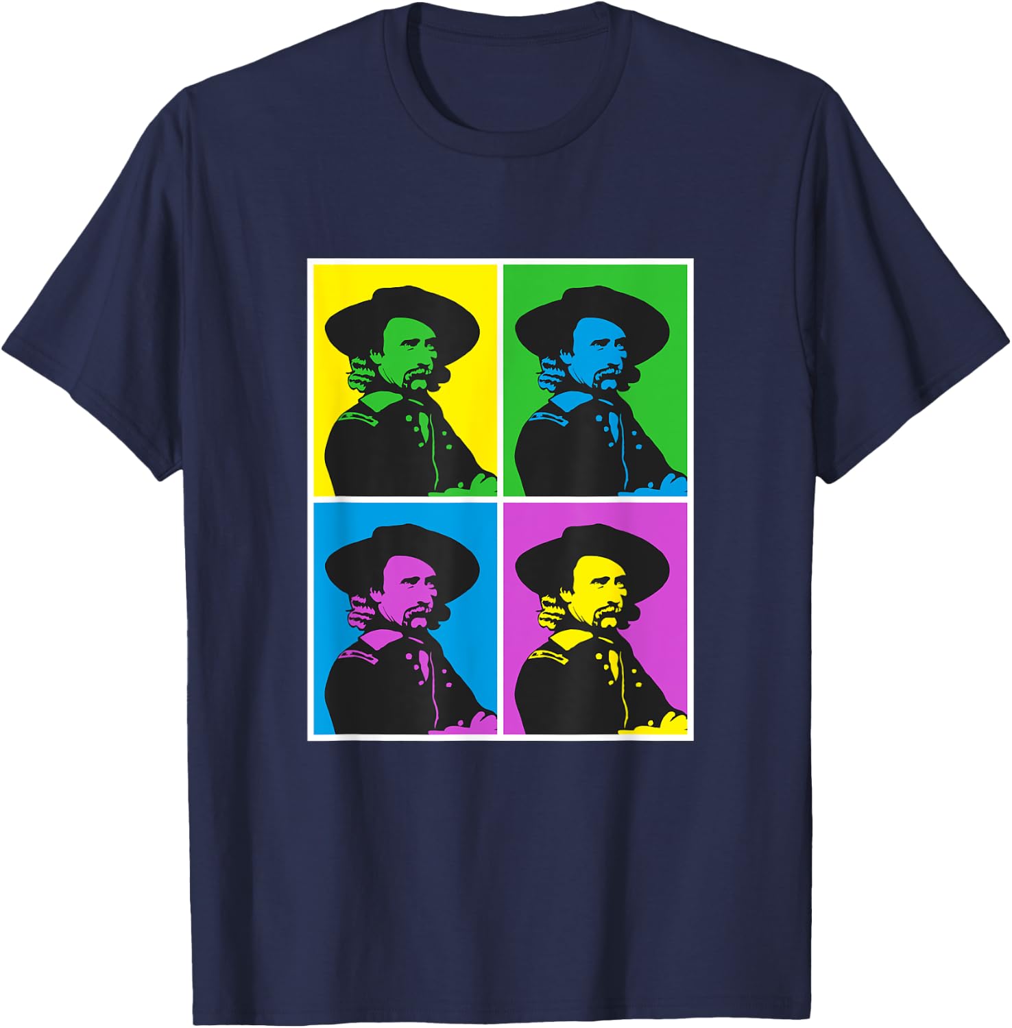 George Armstrong Custer Pop Art Poster Style T-Shirt - T-Shirt | Navy