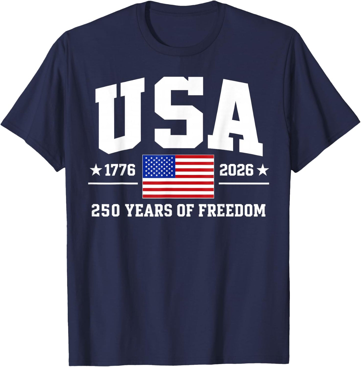 Patriotic USA 1776-2026 American Flag, 4th of July T-Shirt - T-Shirt | Navy