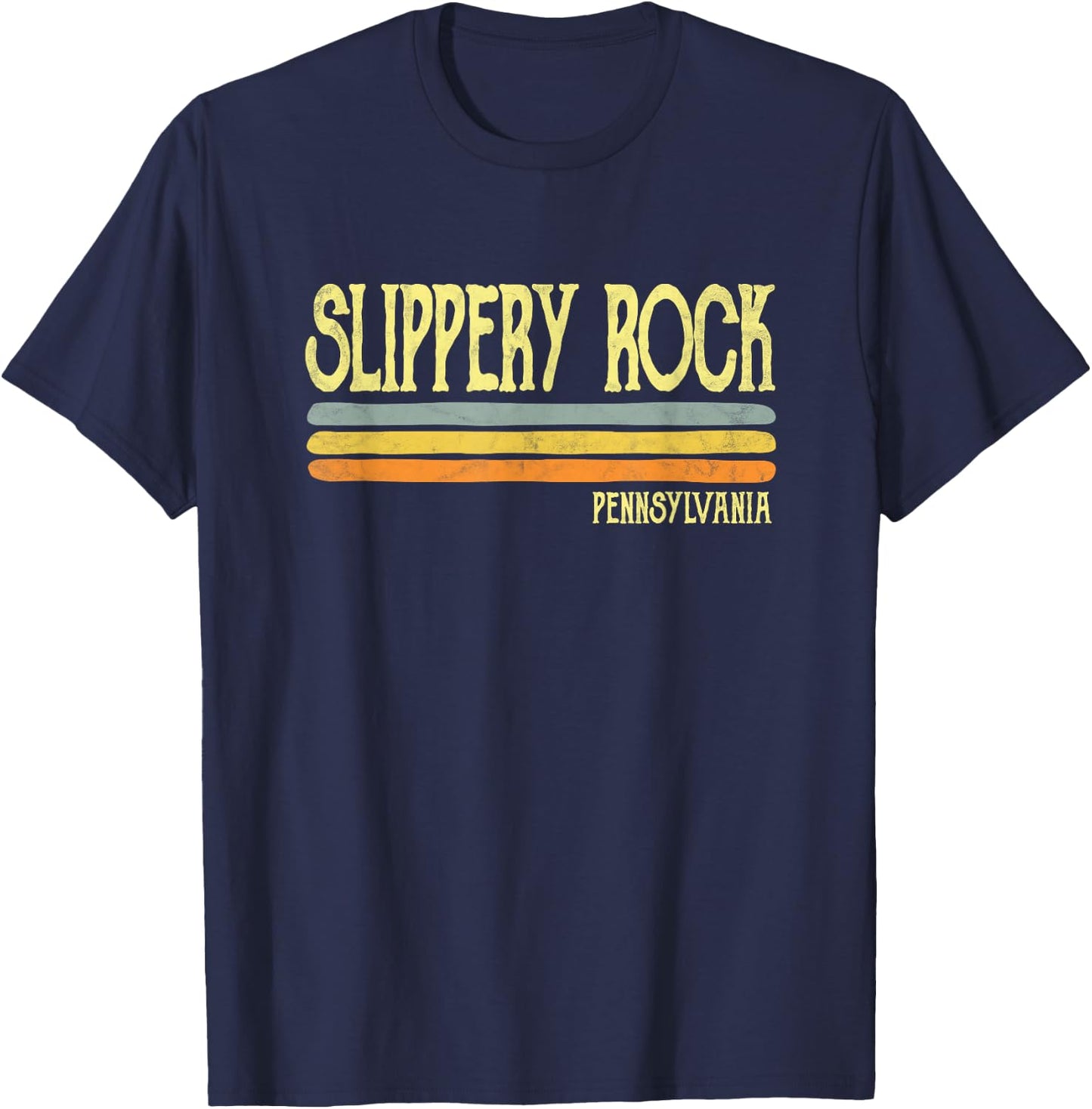 Vintage Slippery Rock Pennsylvania PA Souvenir Gift T-Shirt - T-Shirt | Navy