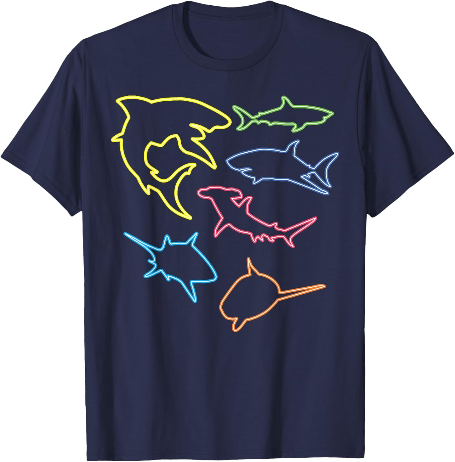 Shark Lovers Retro Fun Shark Gift Design 4 Shark Fans T-Shirt - T-Shirt | Navy
