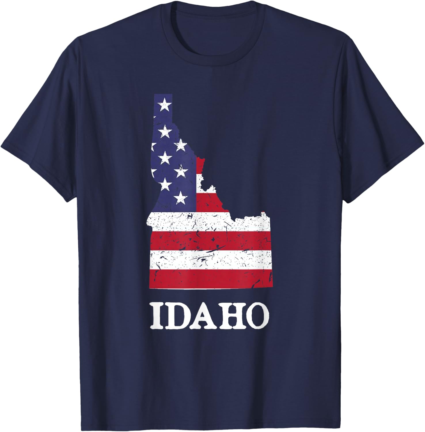 Idaho Map State American Flag Shirt 4th Of July Pride T-Shirt - T-Shirt | Navy
