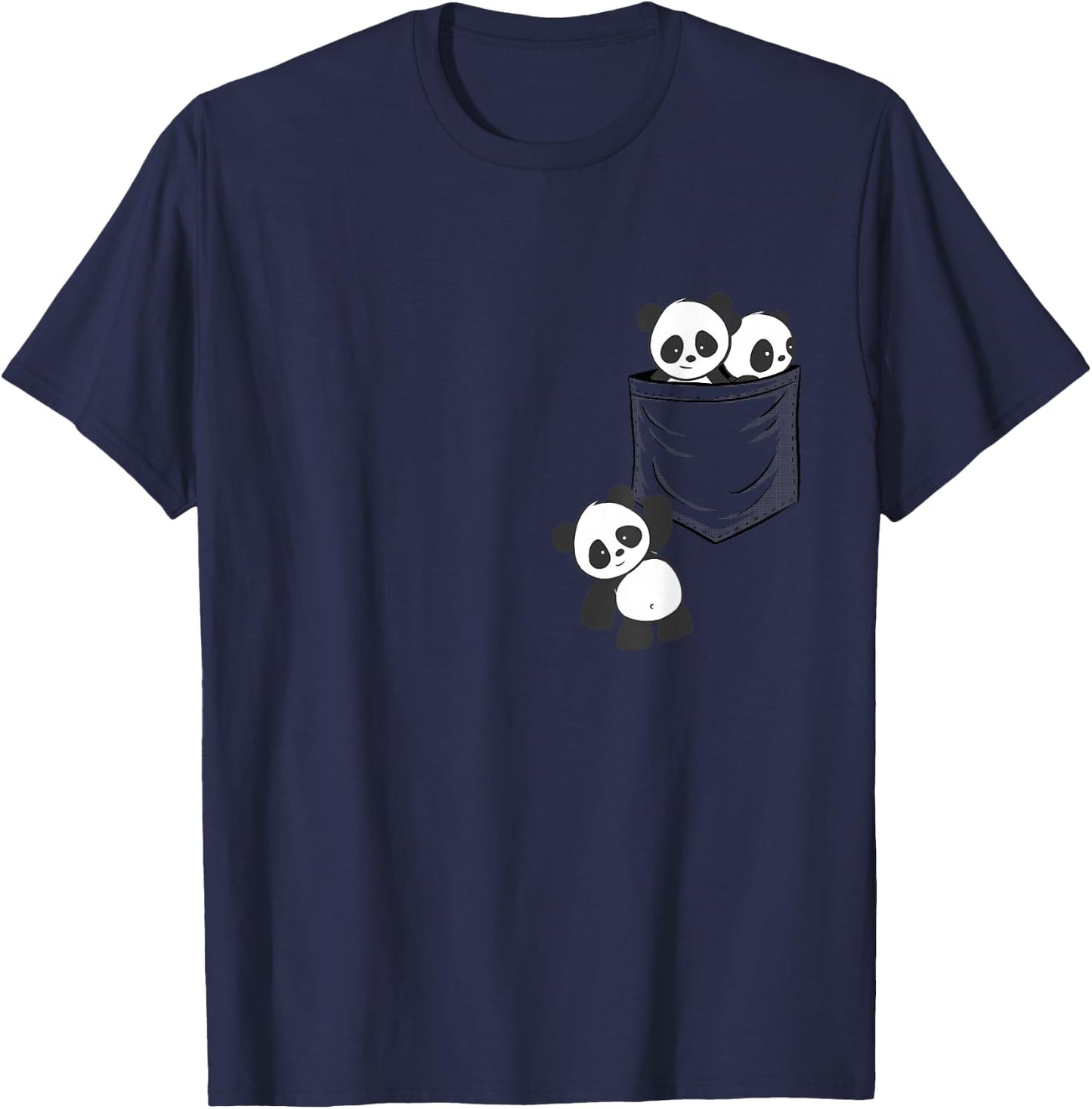 for Panda Lovers Cute Kawaii Baby Pandas in Pocket Small T-Shirt - T-Shirt | Navy