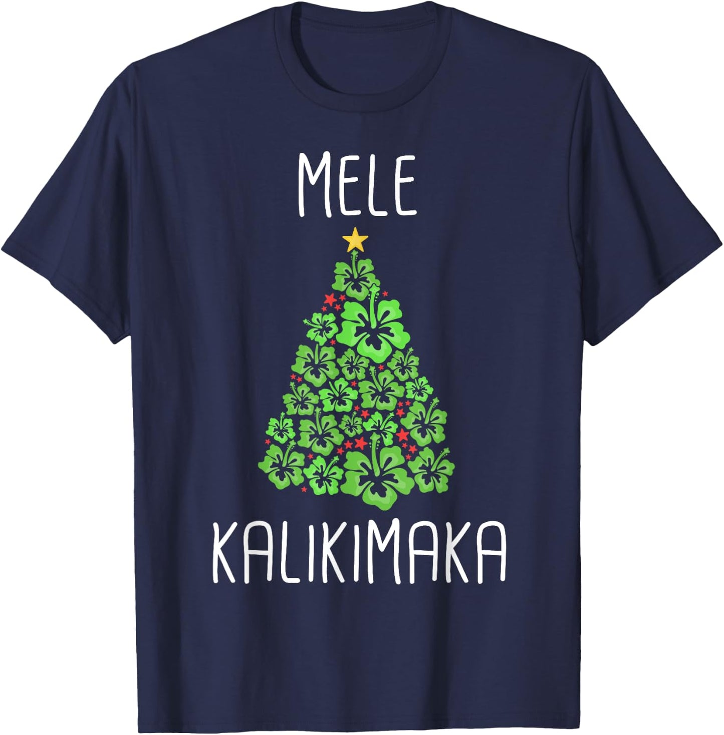 Hawaiian Christmas Tree Mele Kalikimaka Hawaii Tropical T-Shirt - T-Shirt | Navy