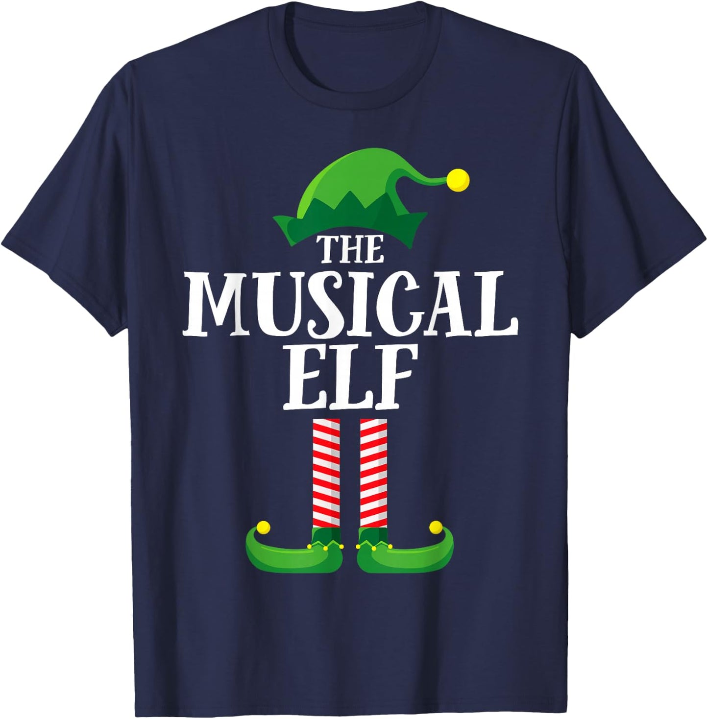 Musical Elf Matching Family Group Christmas Party Pyjamas T-Shirt - T-Shirt | Navy