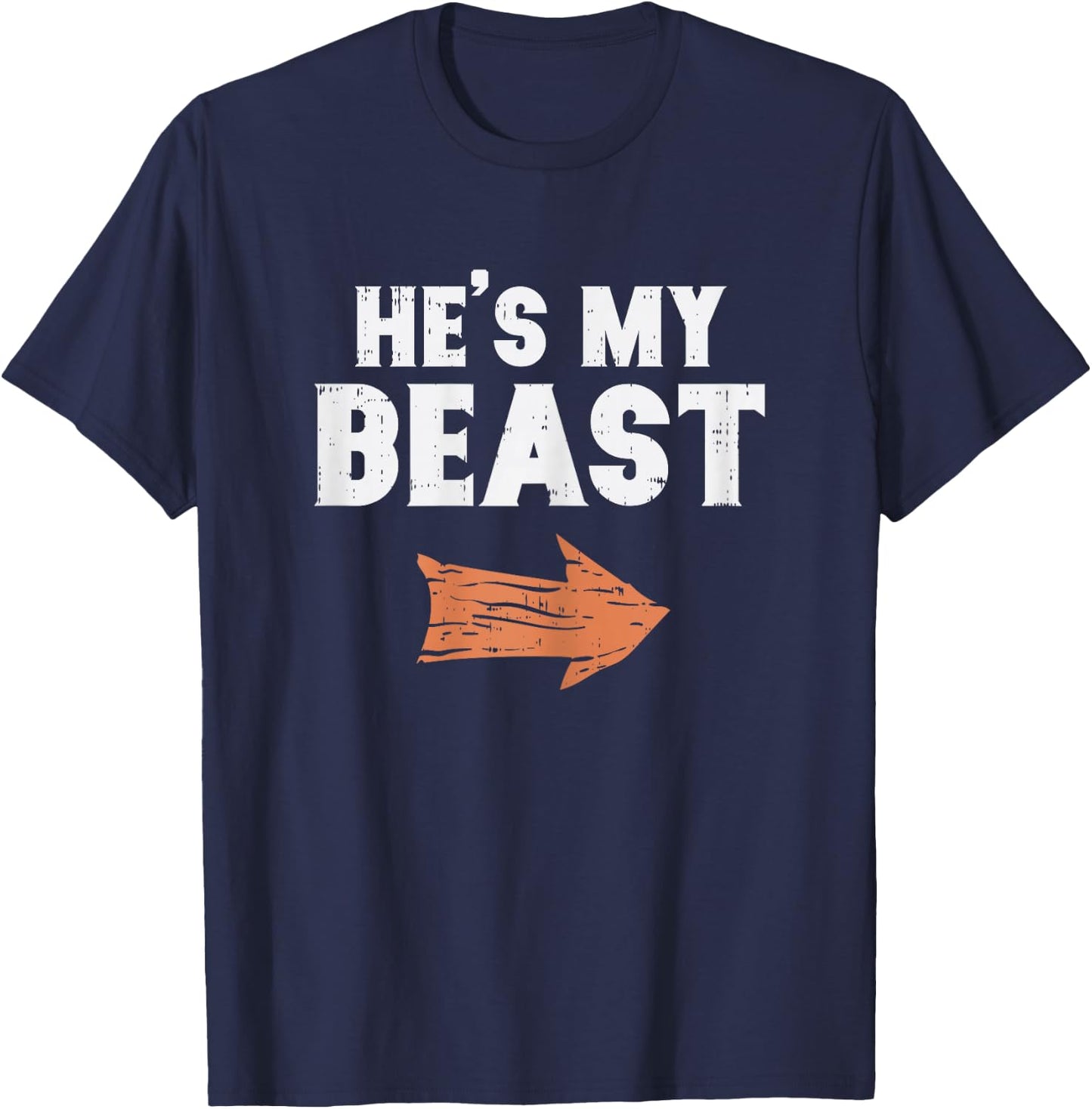 He's My Beast Matching Couple Halloween Costume Husband Wife T-Shirt - T-Shirt | Navy