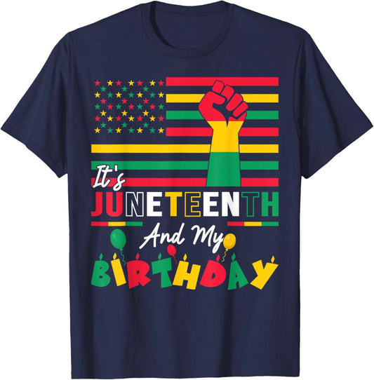 Its My Birthday Juneteenth 1865 American Flag T-Shirt - T-Shirt | Navy