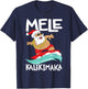 Mele Kalikimaka Hawaiian Christmas Hawaii Surfing Santa Short Sleeve Black T-Shirt - T-Shirt | Navy