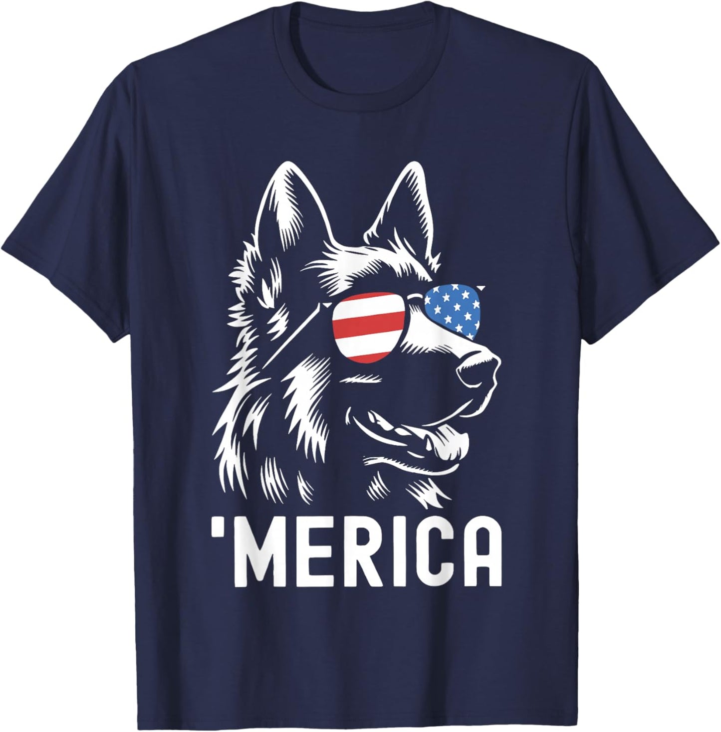 German Shepherd 4th of July Merica T-Shirt - T-Shirt | Navy