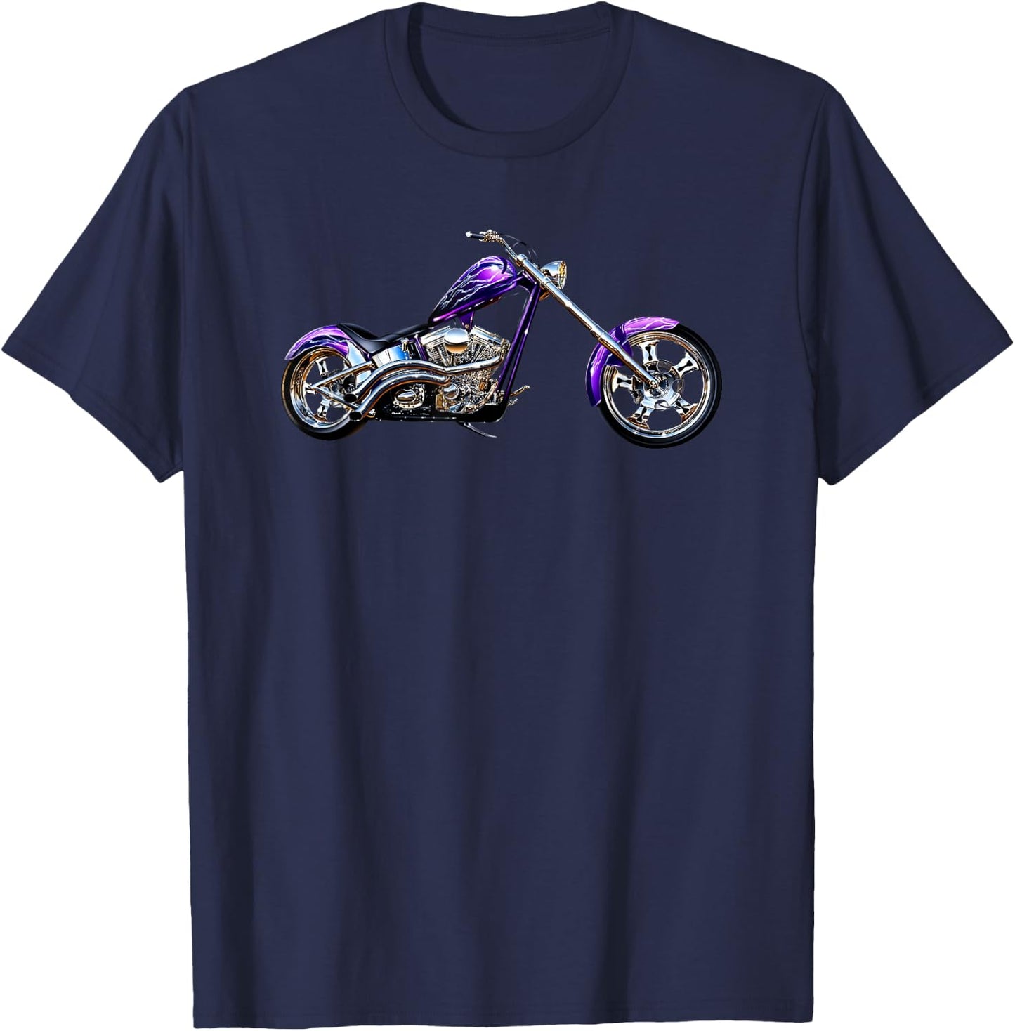 Purple Chopper Motorcycle T-Shirt - T-Shirt | Navy