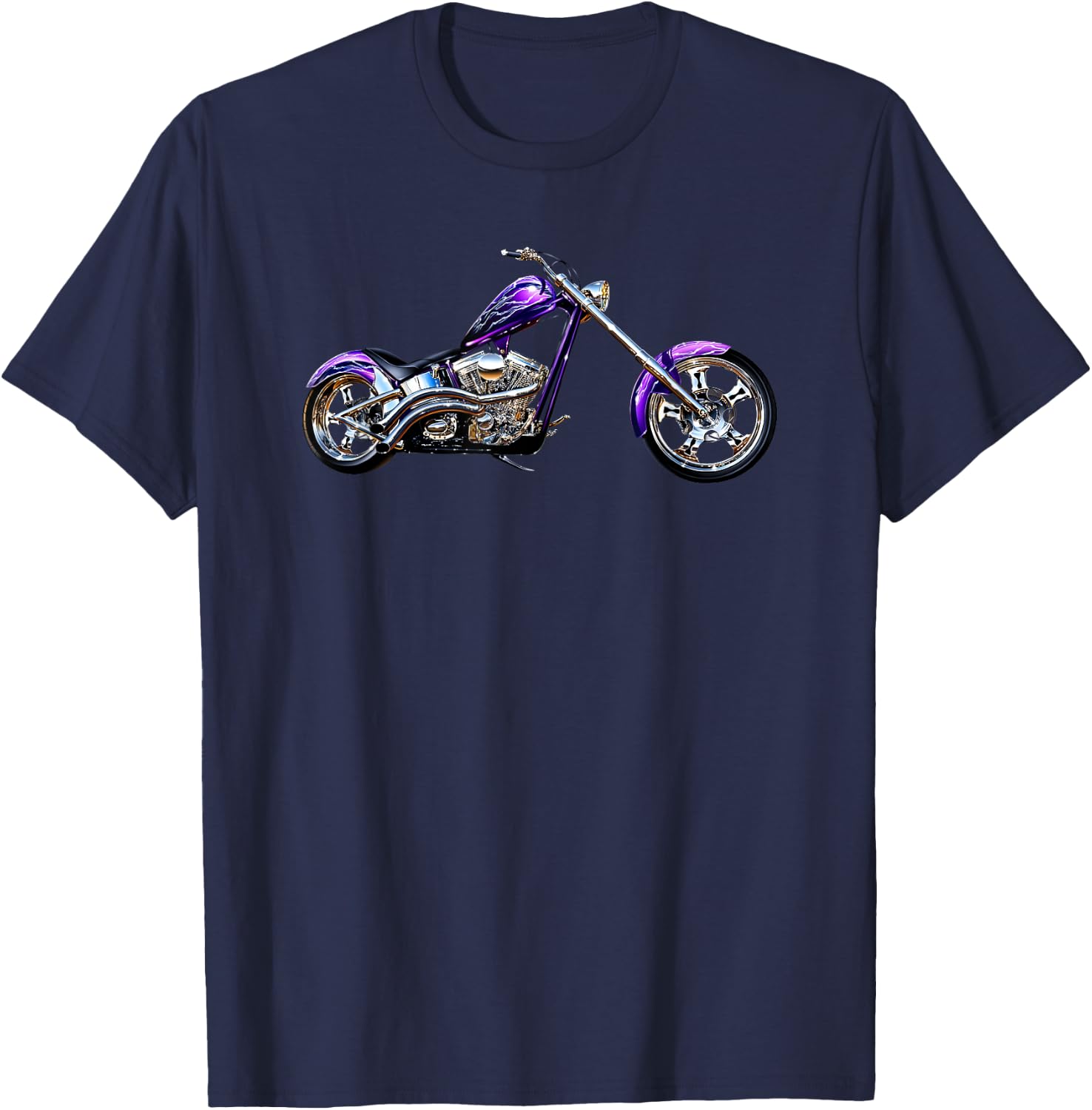 Purple Chopper Motorcycle T-Shirt - T-Shirt | Navy