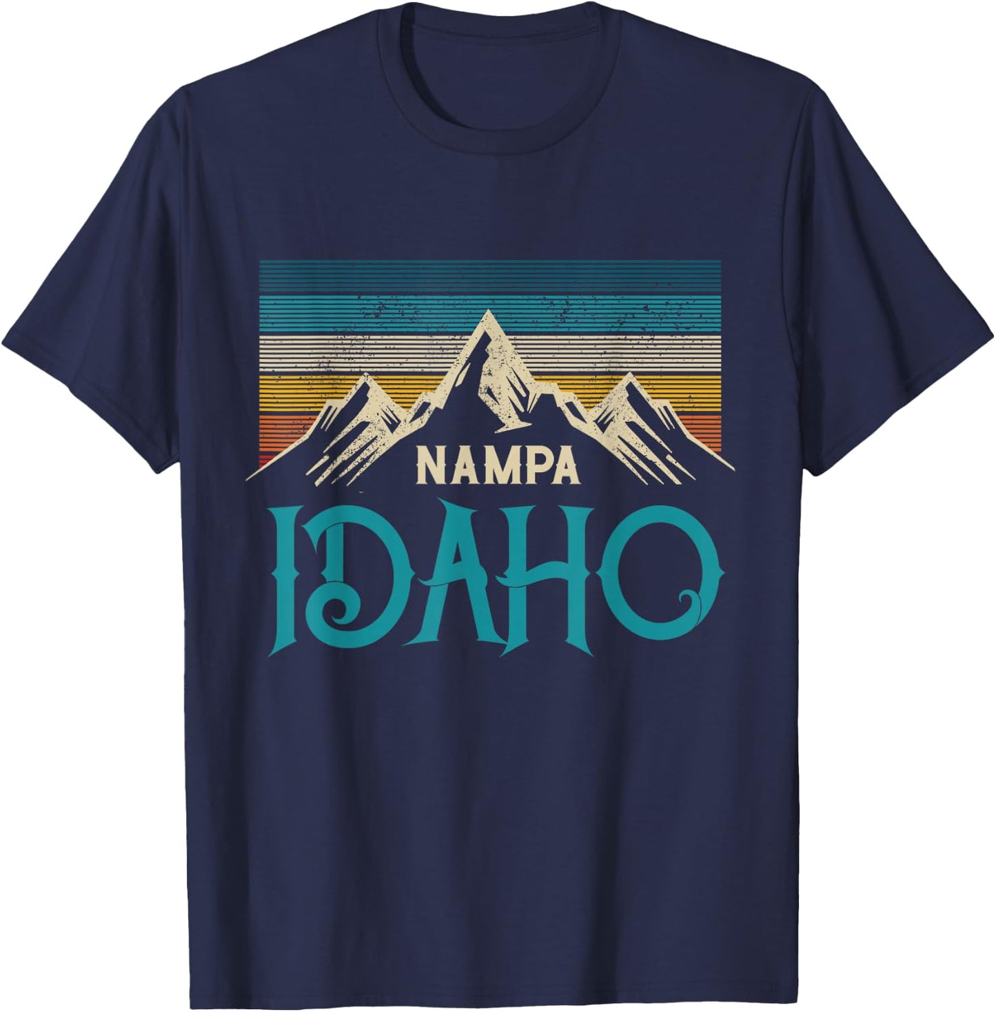 Nampa Idaho Vintage Mountains Souvenir Gift T-Shirt - T-Shirt | Navy