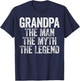 Grandpa The Man The Myth The Legend Shirt Men Fathers Day T-Shirt - T-Shirt | Navy
