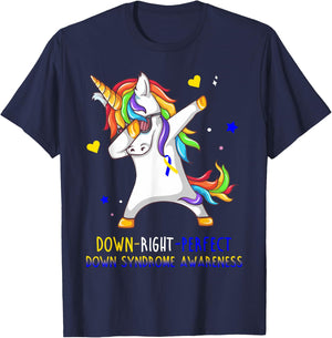Unicorn Down Right Perfect Shirt Down Syndrome Awareness T-Shirt - T-Shirt | Navy