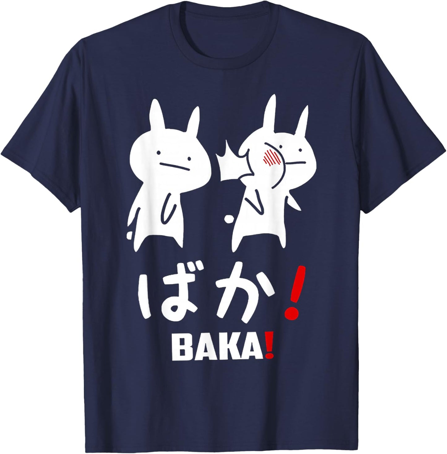 Funny Anime Baka Rabbit Slap Japanese Gift T-Shirt - T-Shirt | Navy