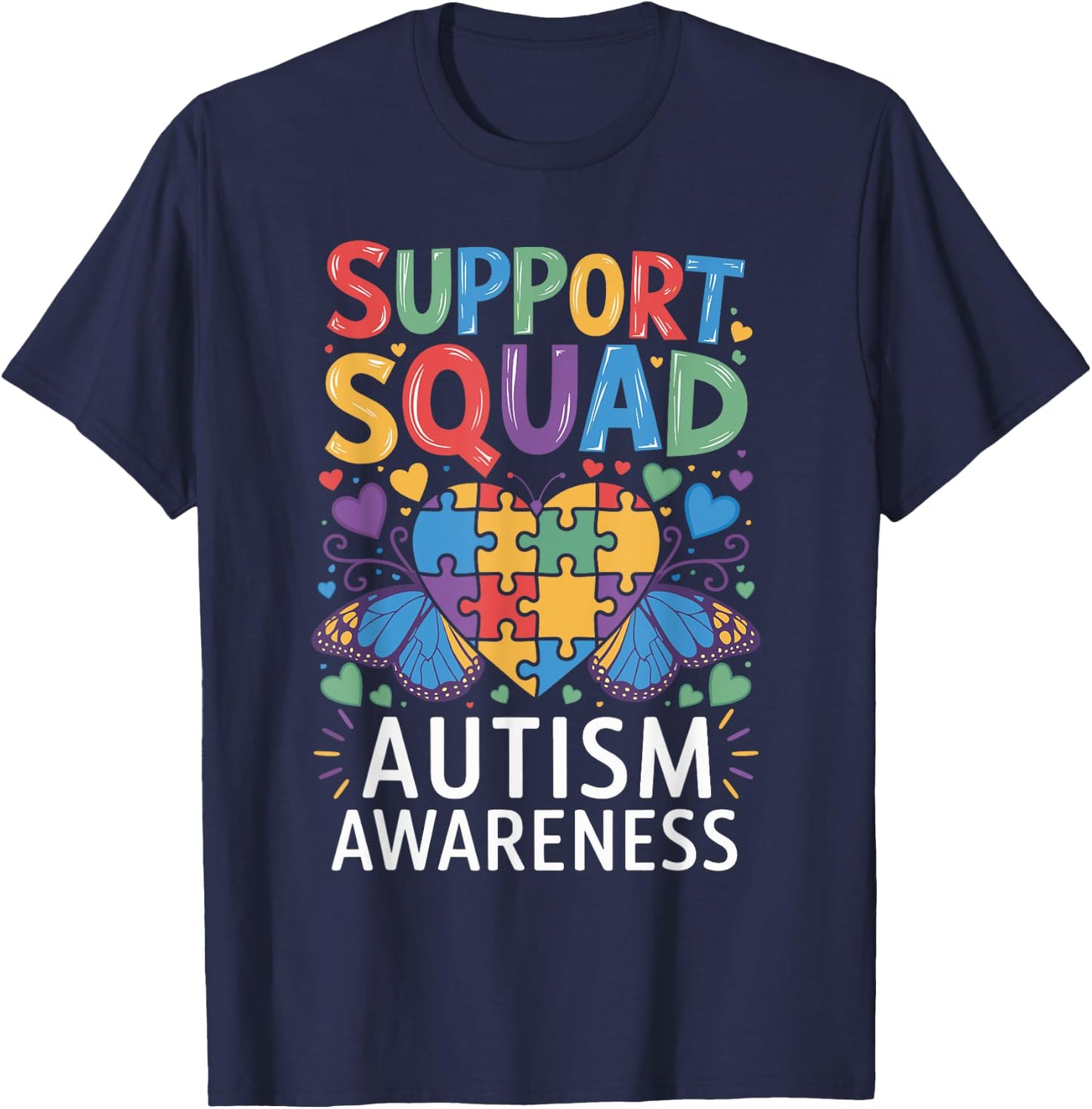 Autism Awareness Support Squad T-Shirt - T-Shirt | Navy