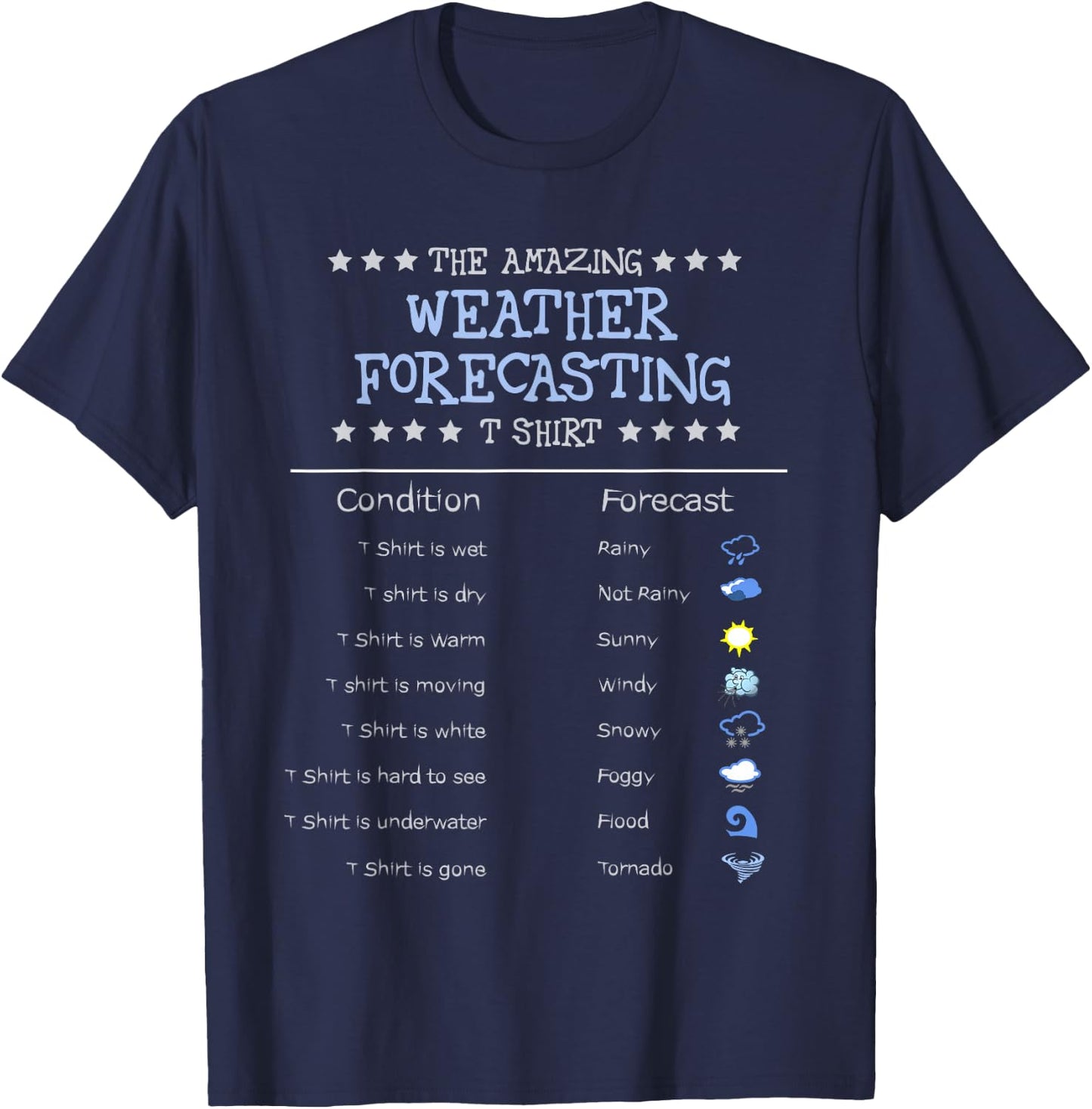 Funny Meteorology Gifts | The Amazing Weather Forecasting T-Shirt - T-Shirt | Navy