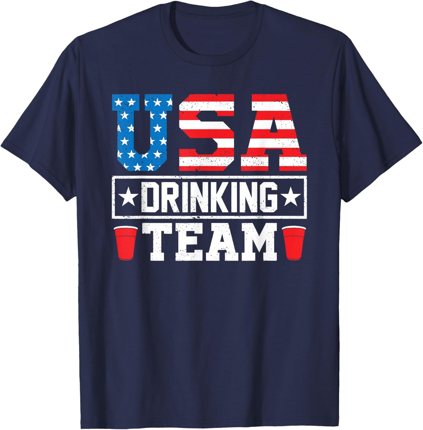 USA Drinking Team Funny Drinking Beer Lover T-Shirt - T-Shirt | Navy