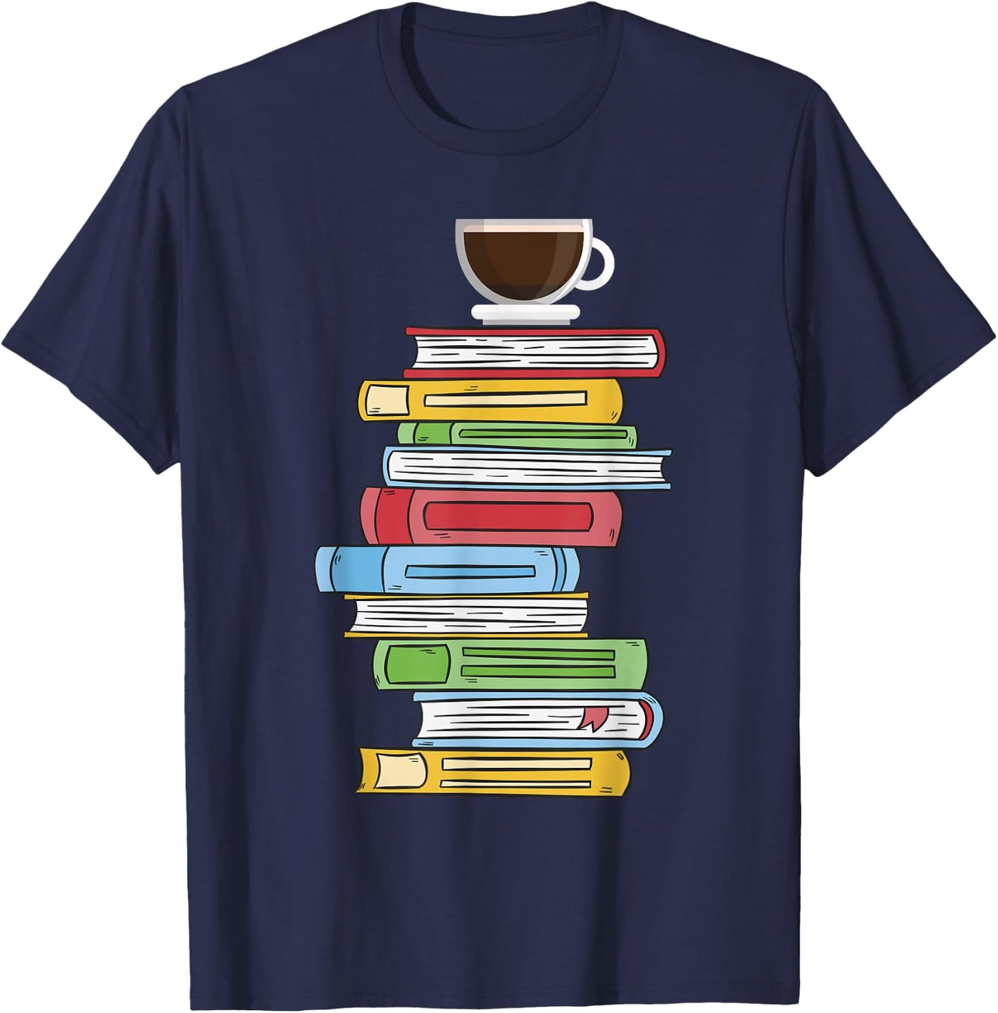 Books & Coffee - Reading Literature Education T-Shirt - T-Shirt | Navy