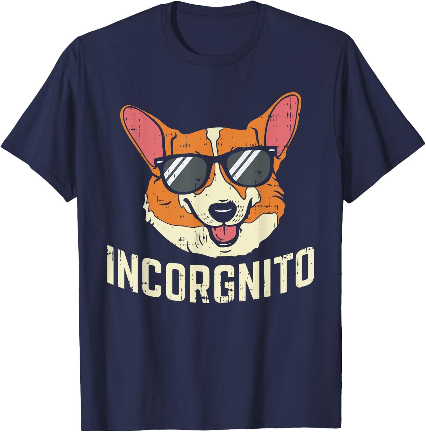 Incorgnito Shirt Funny Welsh Corgi Face Dog Pun Lover Gift T-Shirt - T-Shirt | Navy