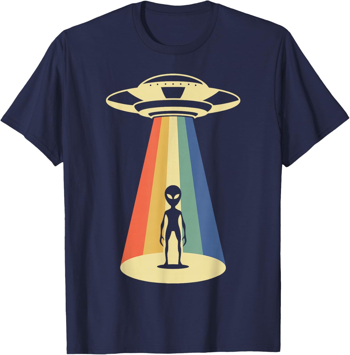 UFO Abduction - Alien Abduction Vintage Aliens Lover T-Shirt - T-Shirt | Navy