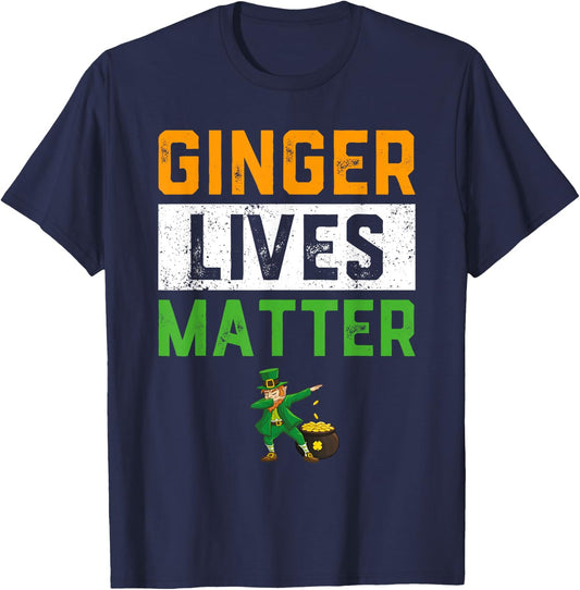 Ginger Lives Matter Shirt Kids Funny Dabbing St Patricks Day T-Shirt - T-Shirt | Navy