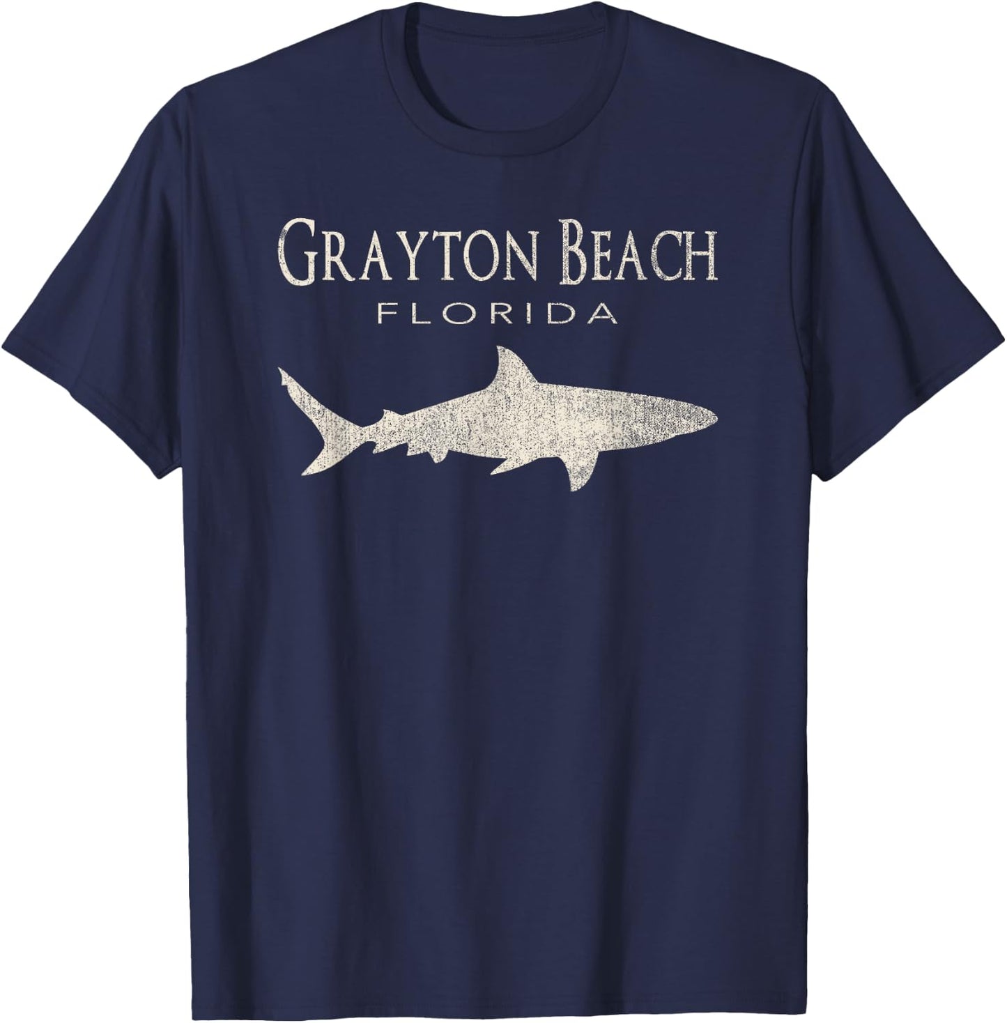 Retro Grayton Beach FL Shark Women Girls Kids T-Shirt - T-Shirt | Navy