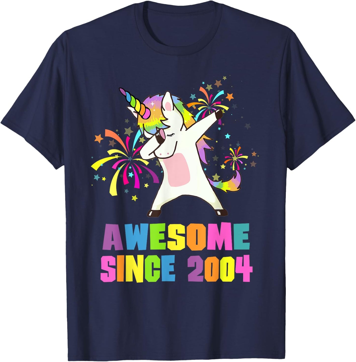 21 Years Old Awesome Since 2004 Unicorn 21st Birthday T-Shirt - T-Shirt | Navy