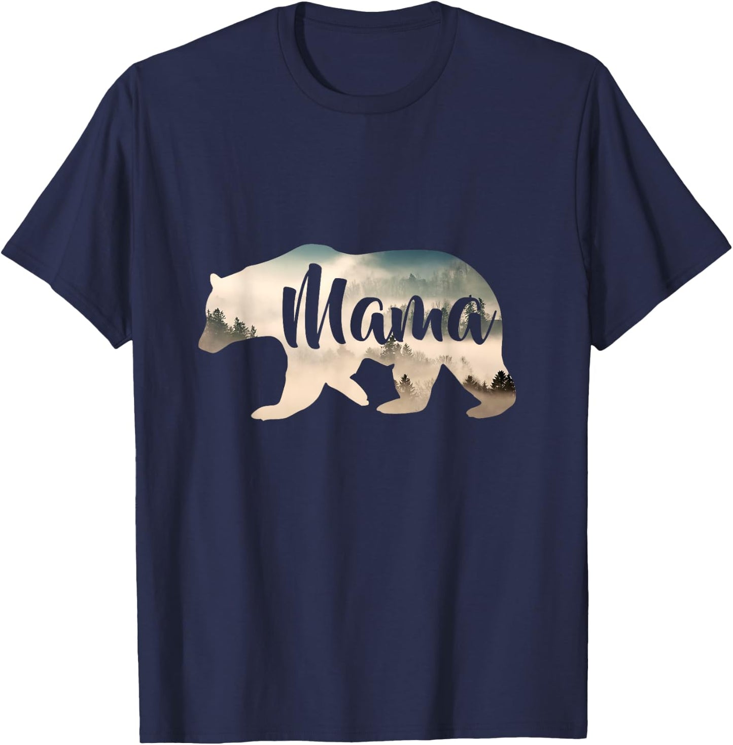 Women's Mama Bear & Forest Awesome Camping T-Shirt - T-Shirt | Navy