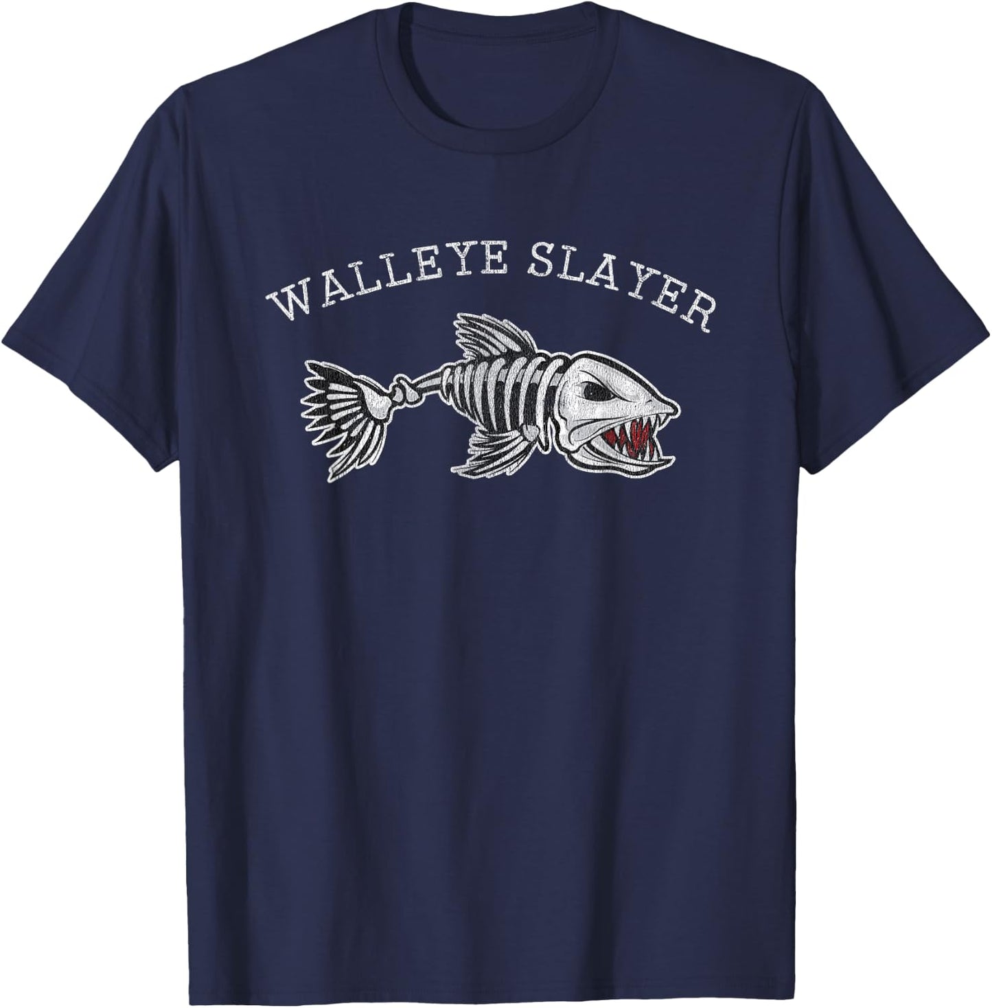 Vintage Walleye Slayer Funny Walleye Fishing T-Shirt - T-Shirt | Navy
