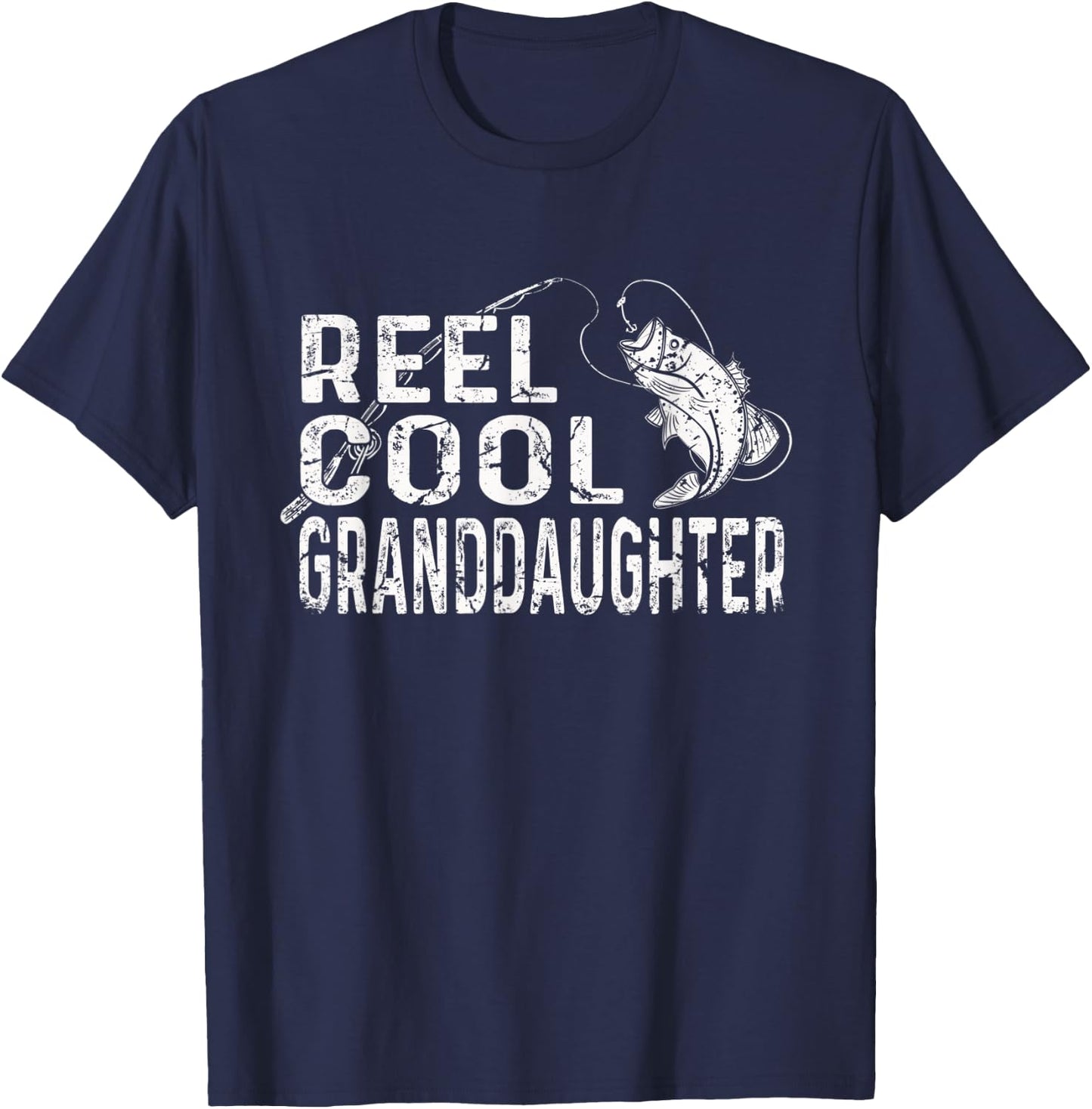 Reel Cool Granddaughter Fishing Lover Gift Women Mother Day T-Shirt - T-Shirt | Navy