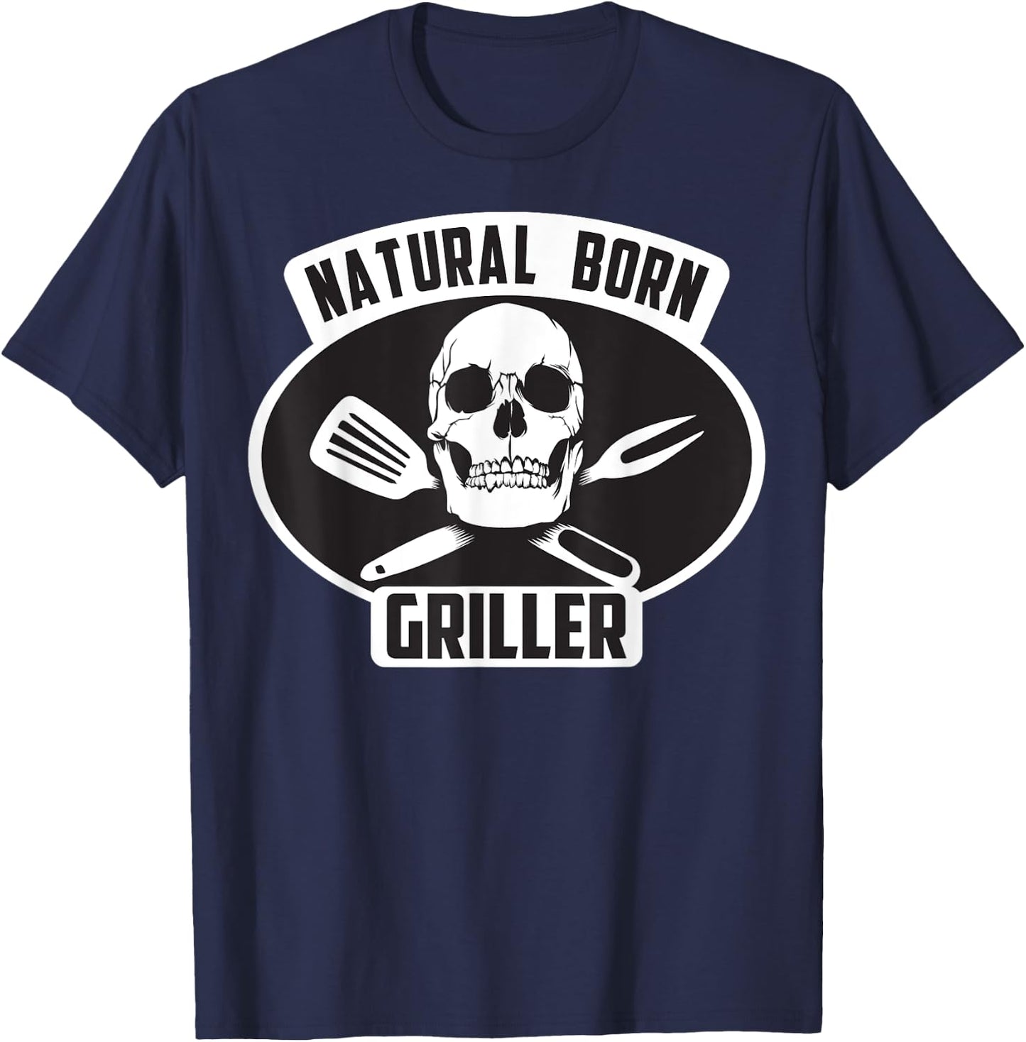 Cool Natural Born Griller BBQ Gift Grill Master T-Shirt - T-Shirt | Navy
