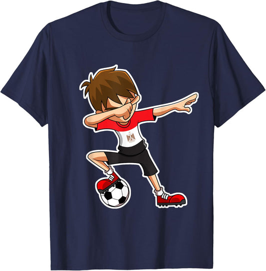 Dabbing Soccer Boy Egypt Jersey, Egyptian Kids Dab Gifts T-Shirt - T-Shirt | Navy