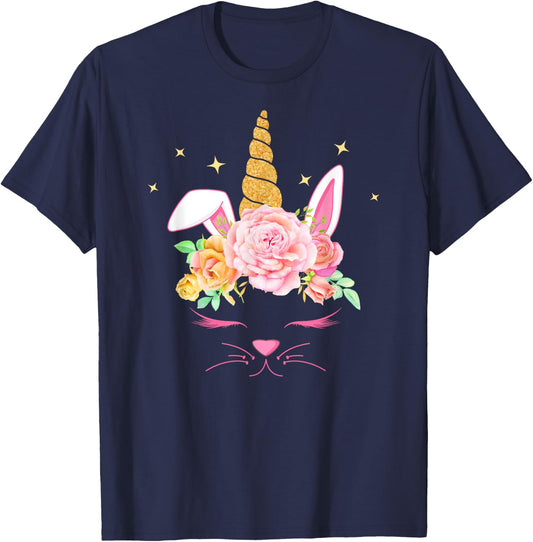 Bunnycorn Unicorn Bunny Funny Easter For Girls T-Shirt - T-Shirt | Navy