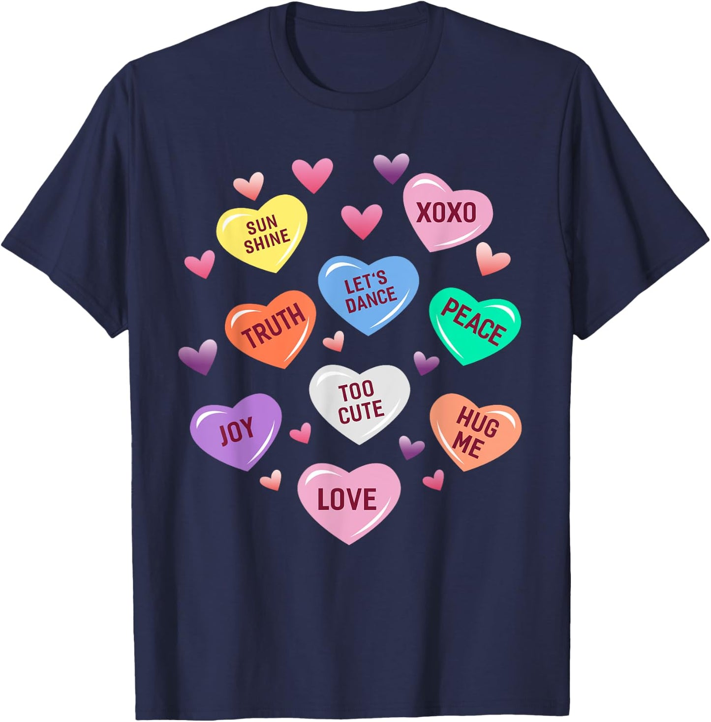 Valentine's Day Heart Candy Design Woman & Kids T-Shirt - T-Shirt | Navy