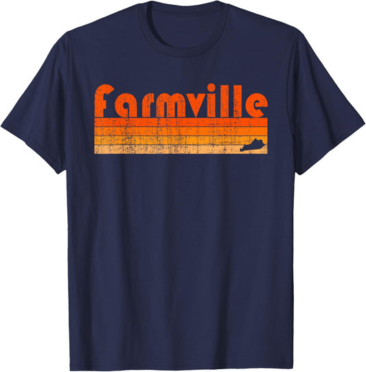 Retro 80s Style Farmville VA T-Shirt - T-Shirt | Navy