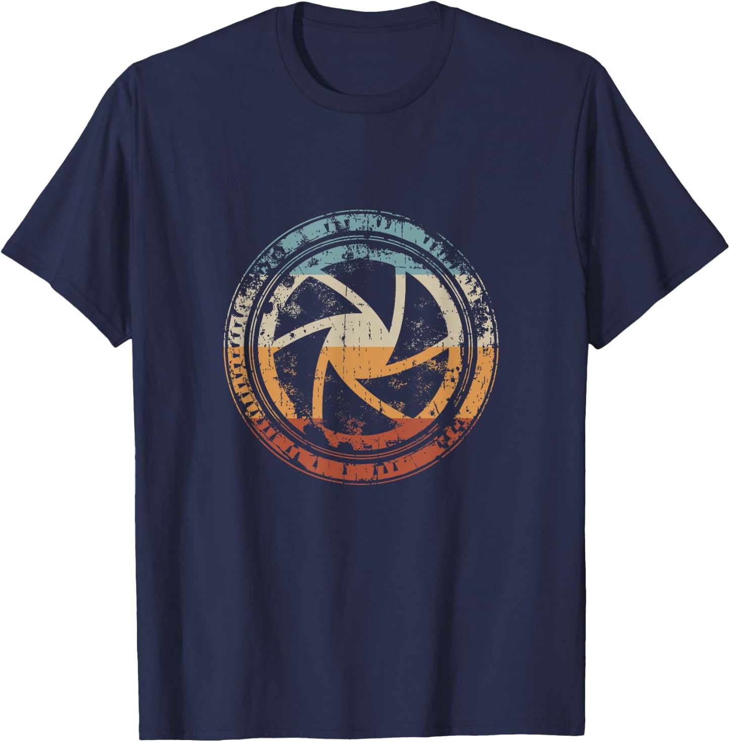 Vintage Camera lens aperture Iris icon for photographer T-Shirt - T-Shirt | Navy