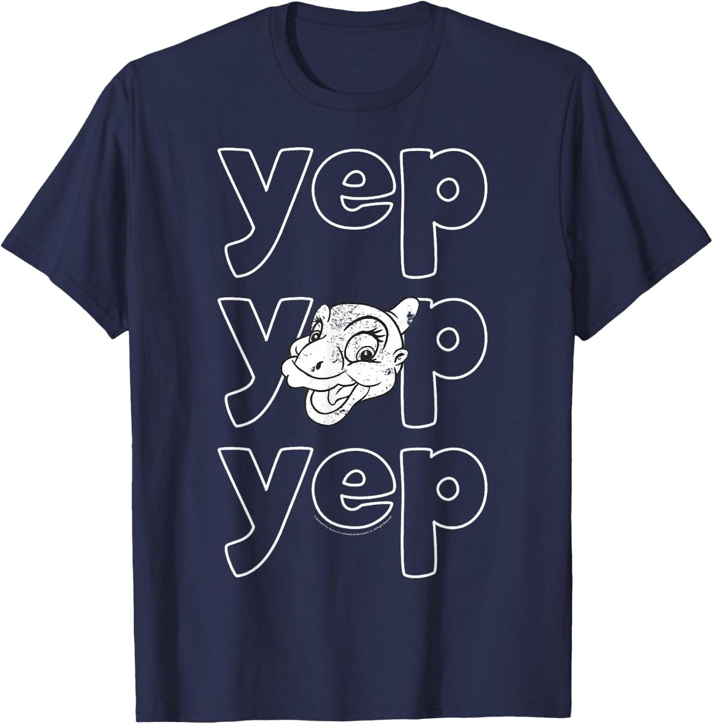 Land Before Time Ducky Yep Bubble Text Quote T-Shirt - T-Shirt | Navy