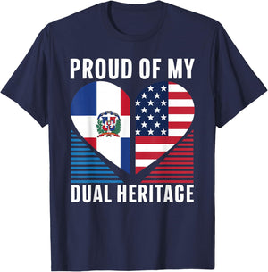 Half Dominican Half American USA Flag Dominican Republic T-Shirt - T-Shirt | Navy