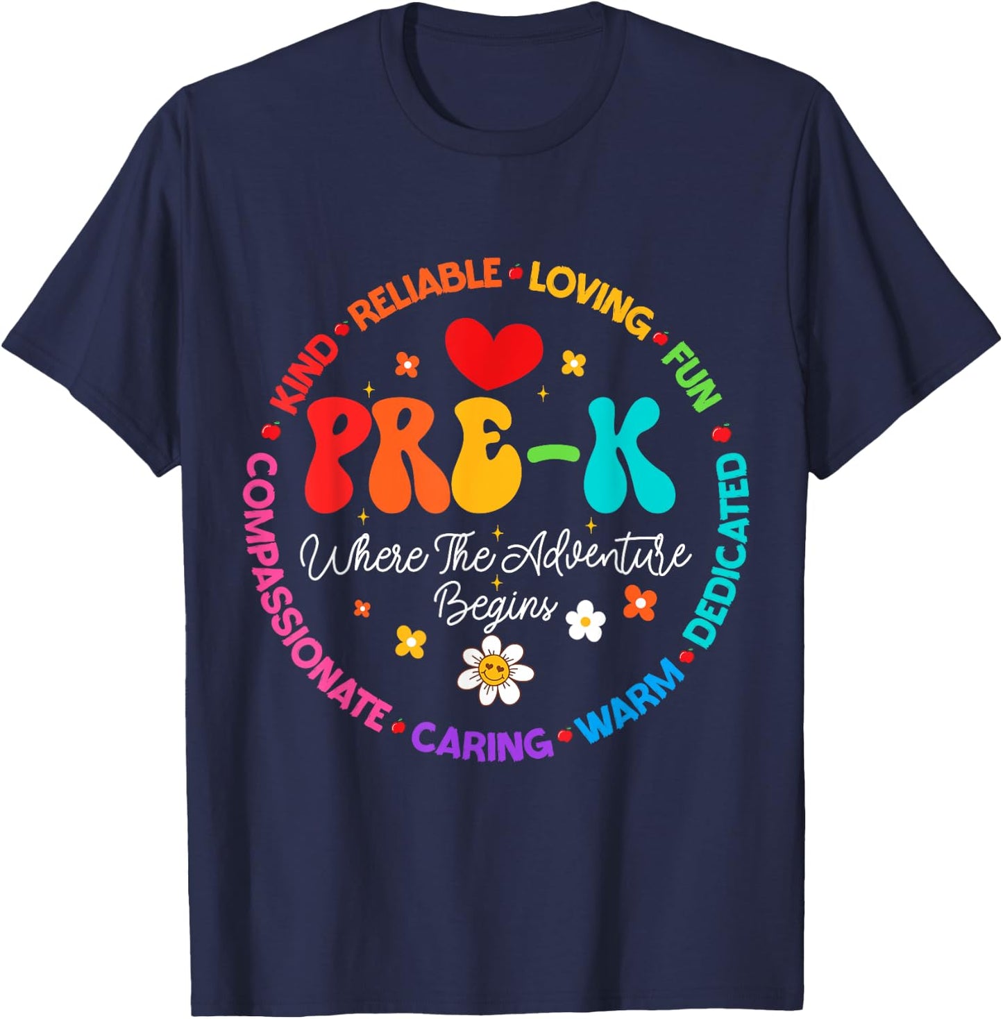 Pre-k Where the adventure begins Teacher 1st Day Of School T-Shirt - T-Shirt | Navy
