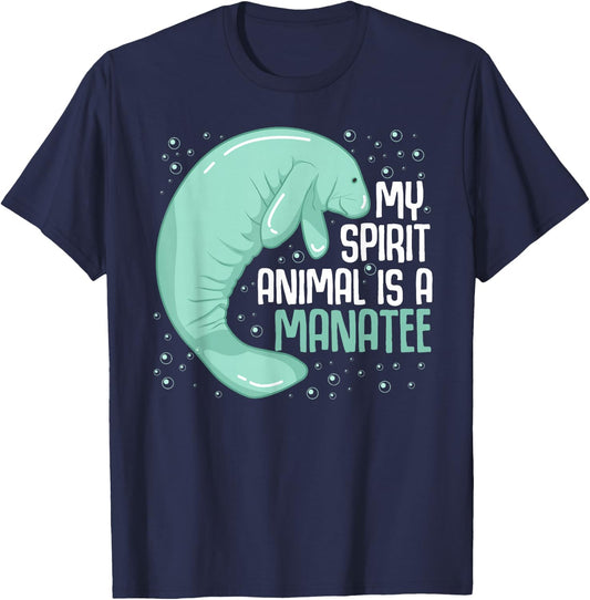 My Spirit Animal Is A Manatee Sea Cow Oceanic Creature Lover T-Shirt - T-Shirt | Navy