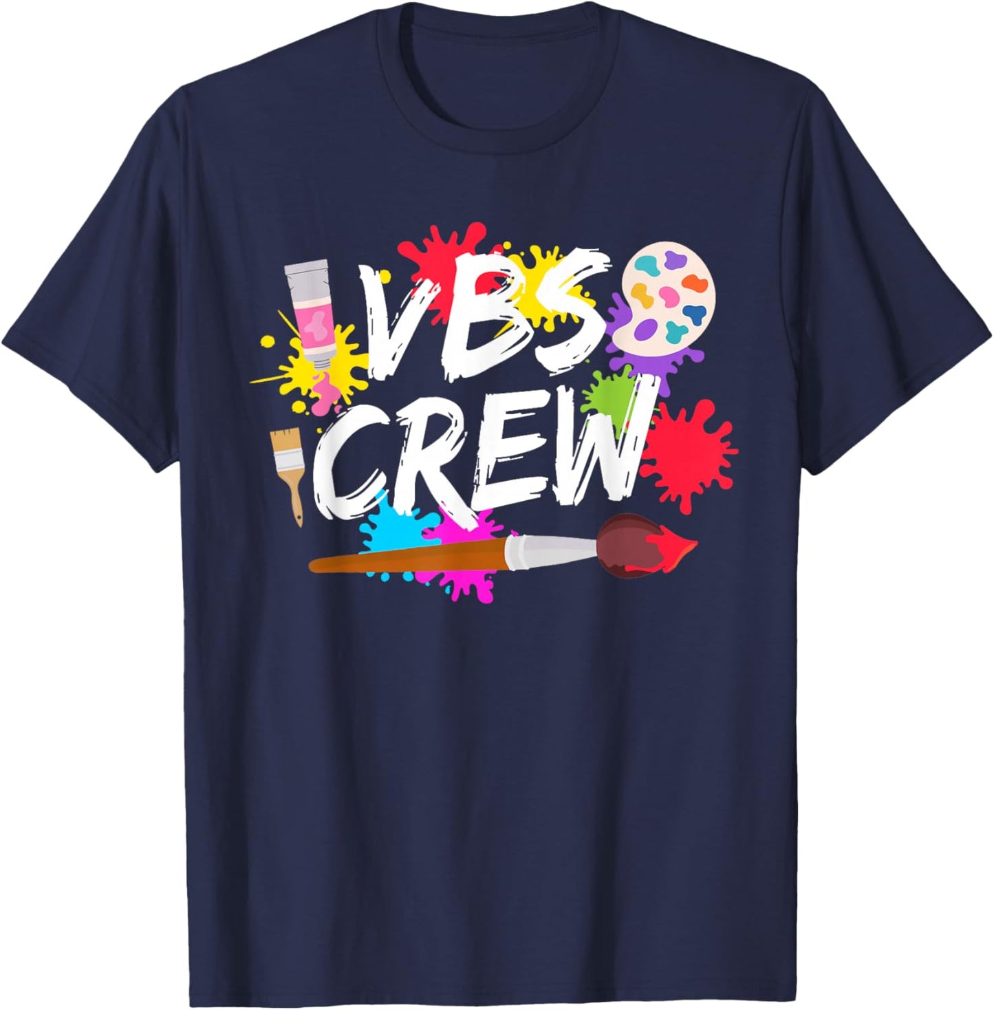 I Love VBS 2026 Crew Vacation Bible School Paint Splatter T-Shirt - T-Shirt | Navy