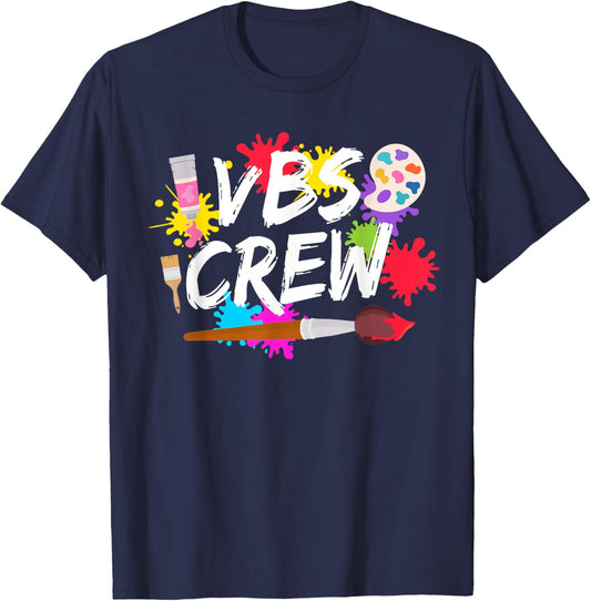 I Love VBS 2026 Crew Vacation Bible School Paint Splatter T-Shirt - T-Shirt | Navy