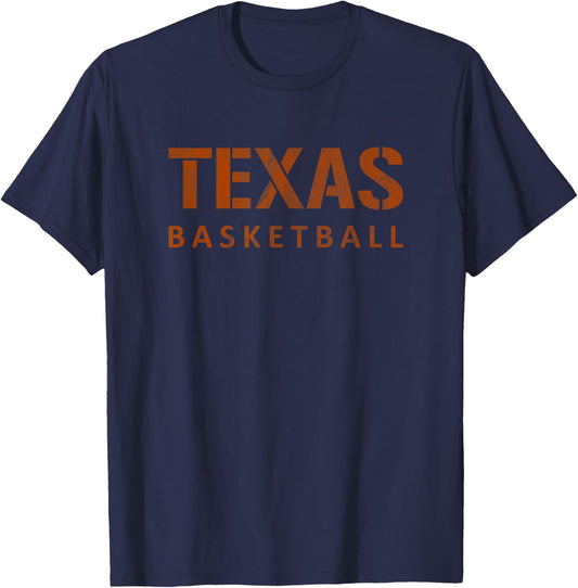 Texas Basketball Vintage Distressed T-Shirt - T-Shirt | Navy