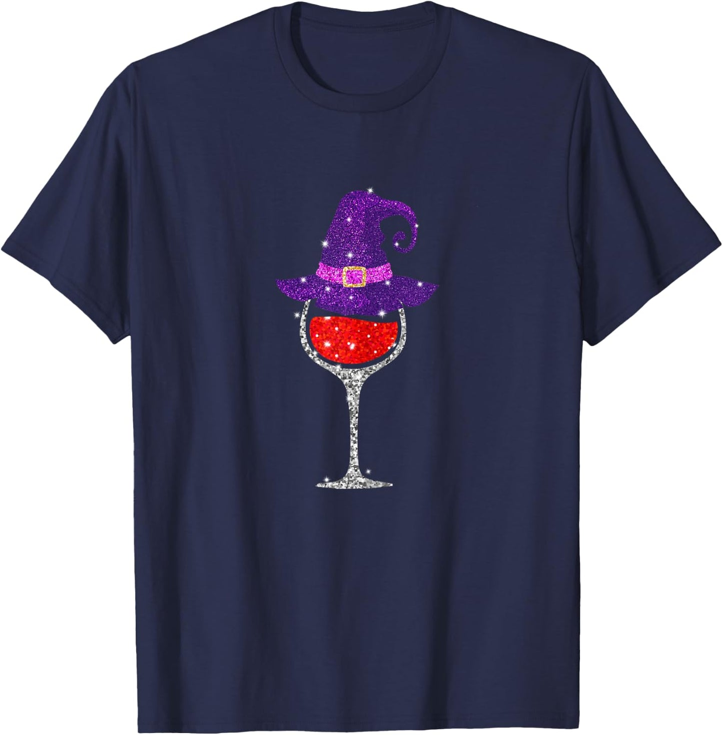 Wine Glass Witch Hat Cute Wine Lover Halloween T-Shirt - T-Shirt | Navy