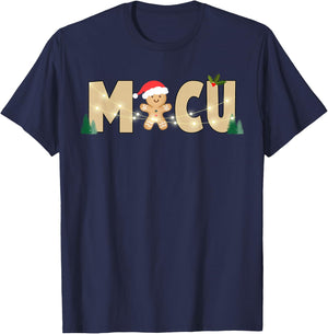 Retro MICU Medical Intensive Care Unit Gingerbread Christmas T-Shirt - T-Shirt | Navy